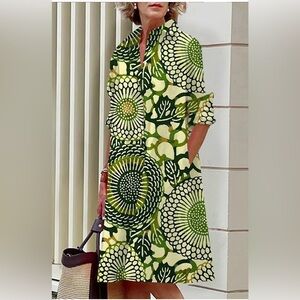 STYLEWE Asymmetrical Dress in Green and Cream